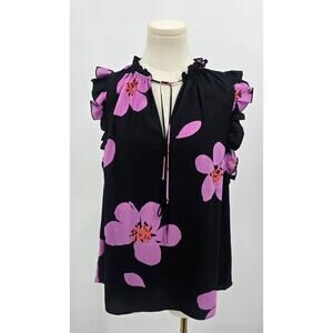 Kate Spade Grande Floral Tie Neck Shell